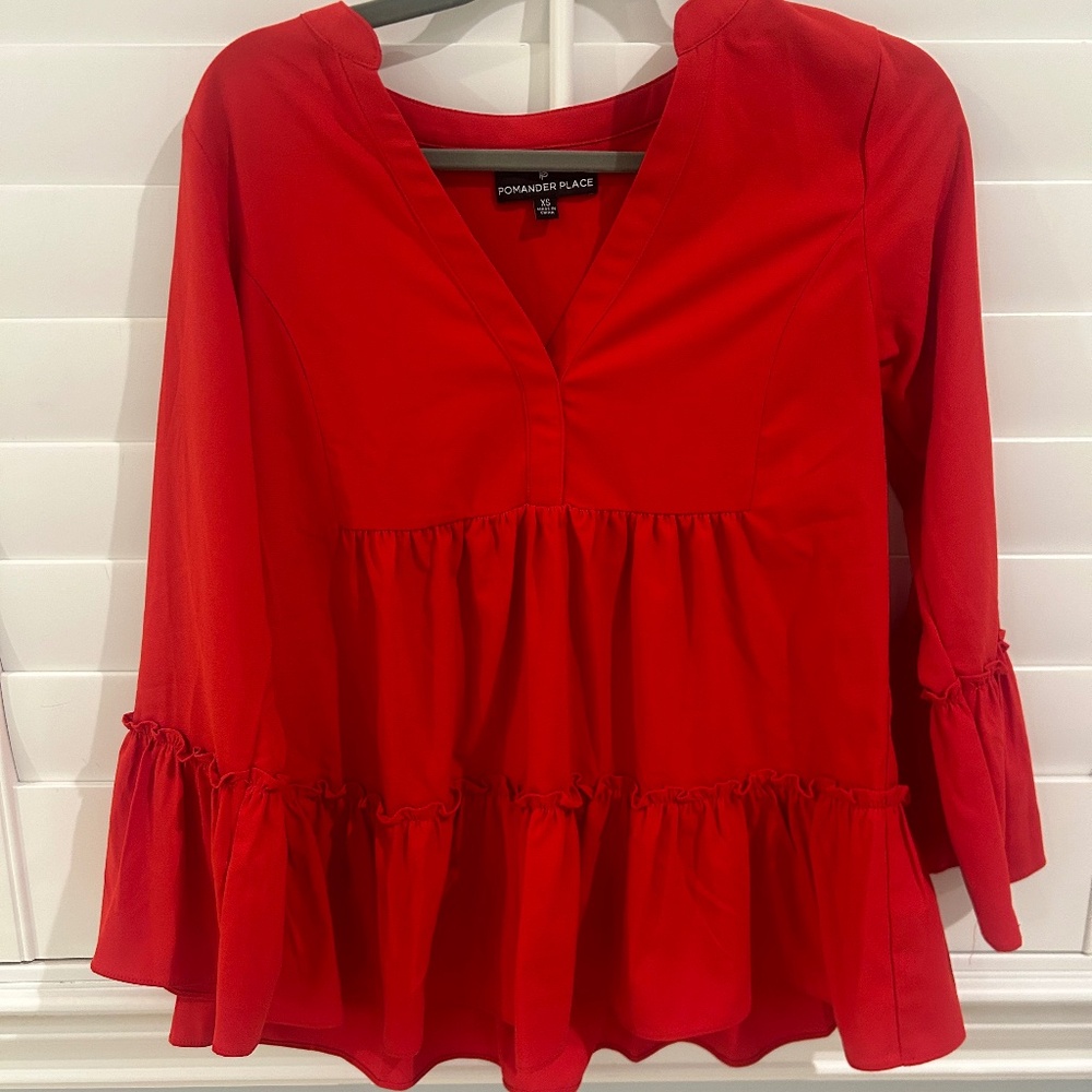 Pomander Place XS Red Blouse